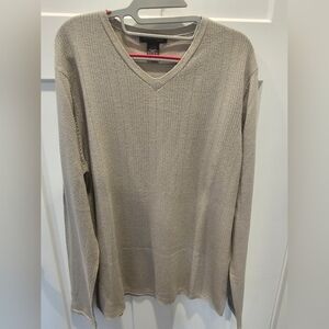 Kenneth Cole Reaction Men’s XL Beige V-Neck Sweater Long Sleeve Knit Pullover